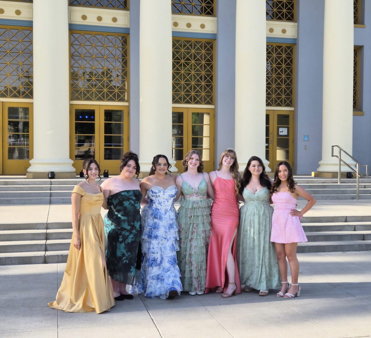 Students dressed up for this year's prom, titled "The Grand Derby." The event was held at the Hanford Civic Auditorium.